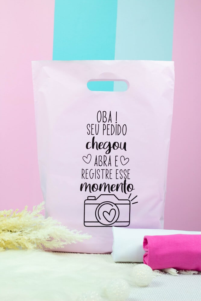 20 SACOLAS -Oba! Seu pedido chegou - Rosa