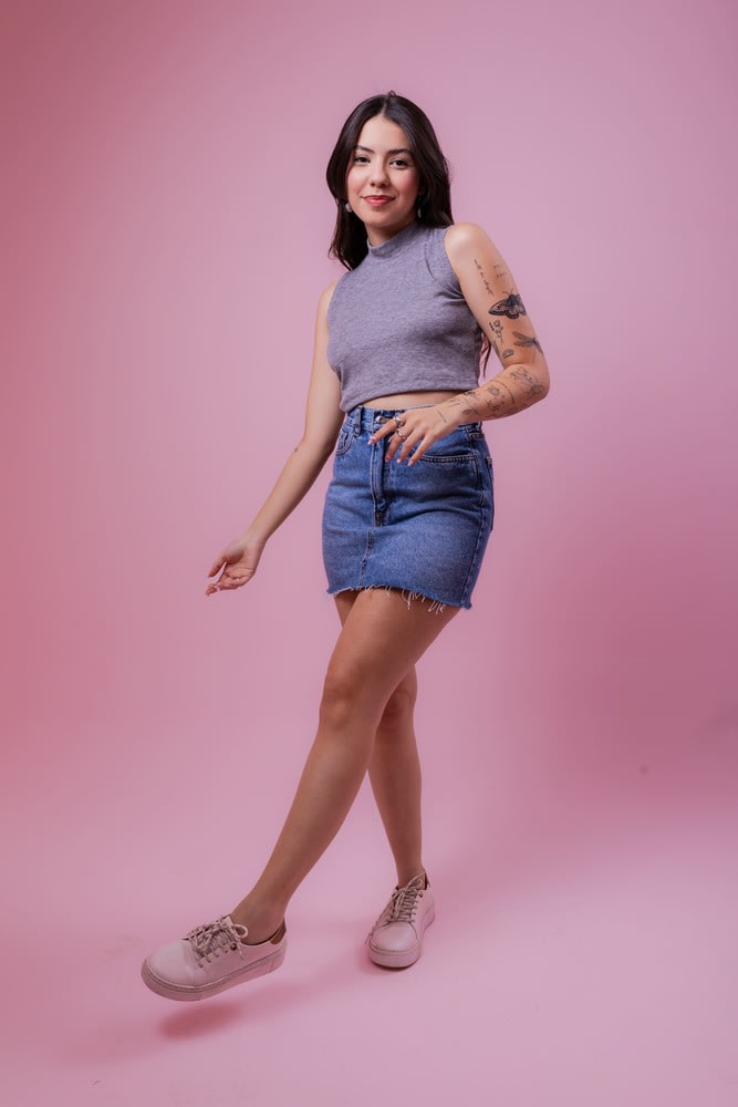 Cropped gola alta - Cinza