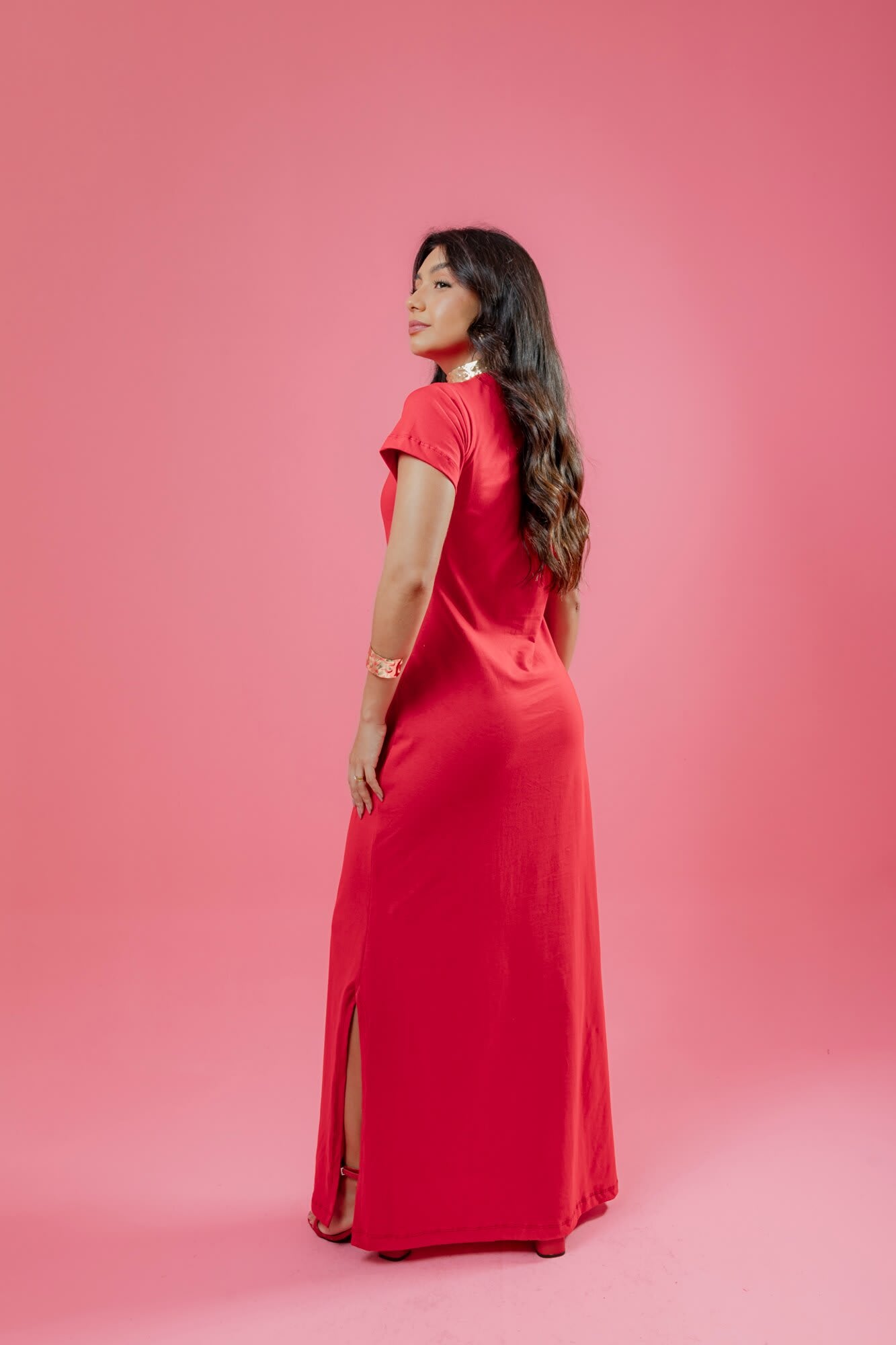 Vestido longo Estampado - Yeshua - Vermelho