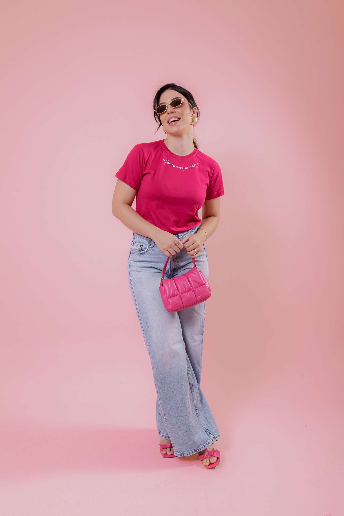 T-Shirt - Cristo vive em mim - Pink