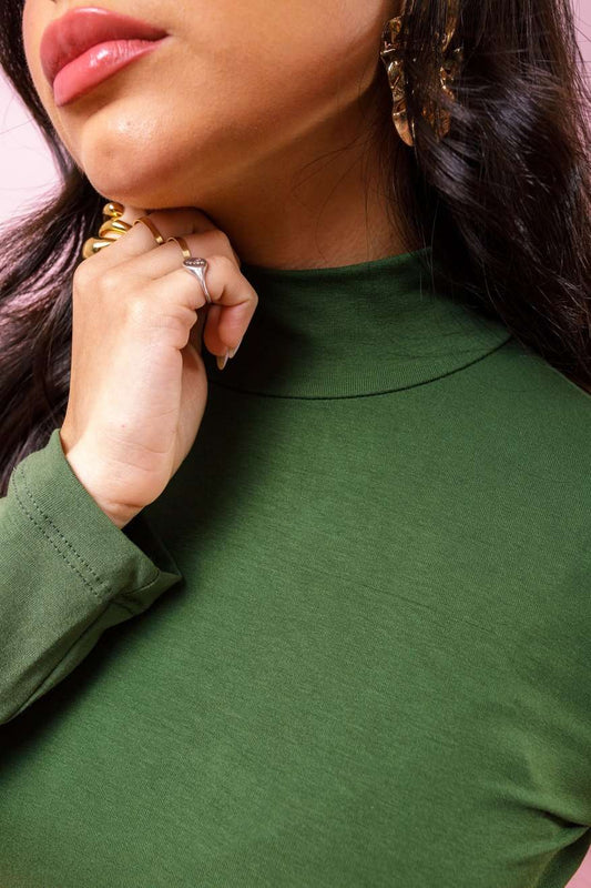 Blusa manga longa Viscolycra - Verde Cactus