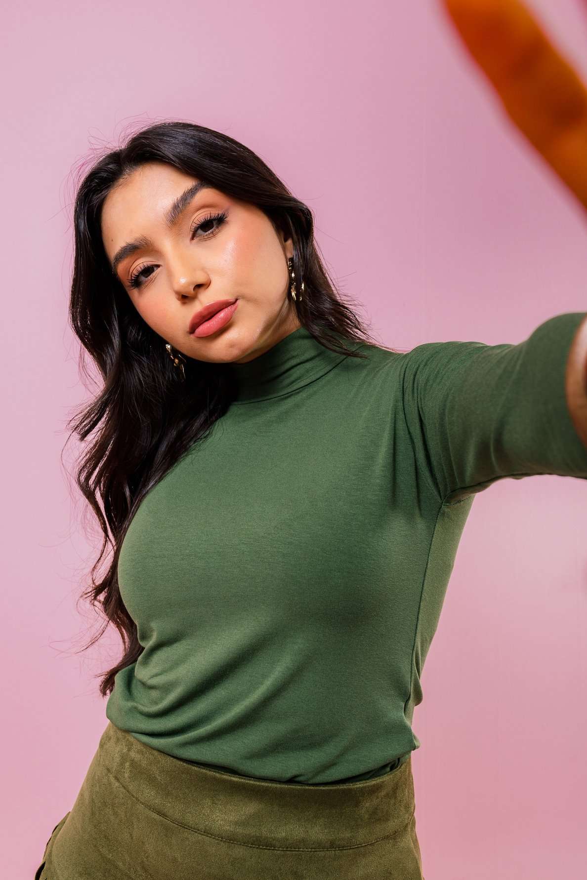 Blusa manga longa Viscolycra - Verde Cactus