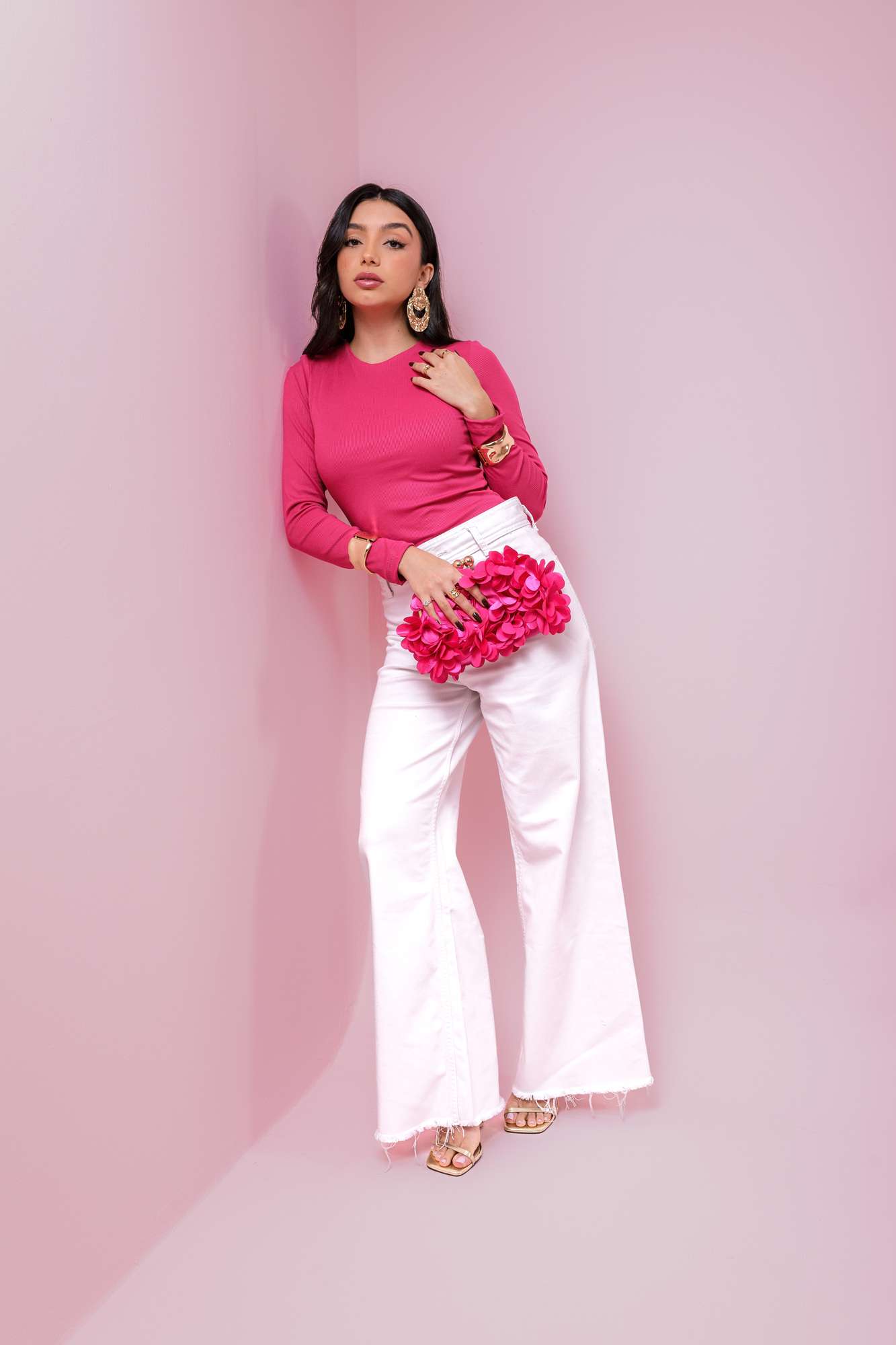 Blusa Manga longa canelada - Pink