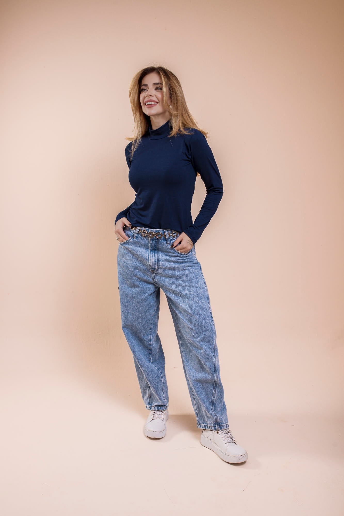 Blusa Manga Longa Viscolycra - Marinho