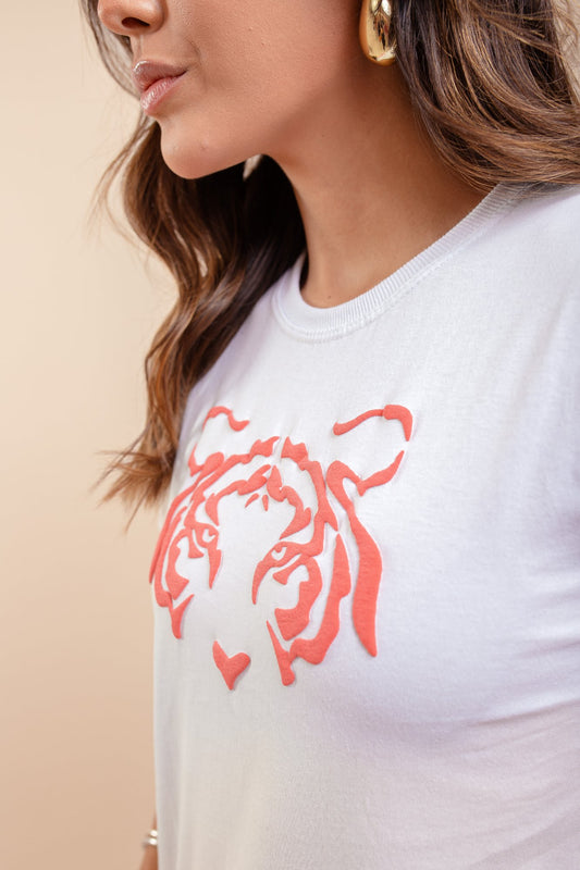 T-Shirt - Tigre (Alto Relevo) - Branco