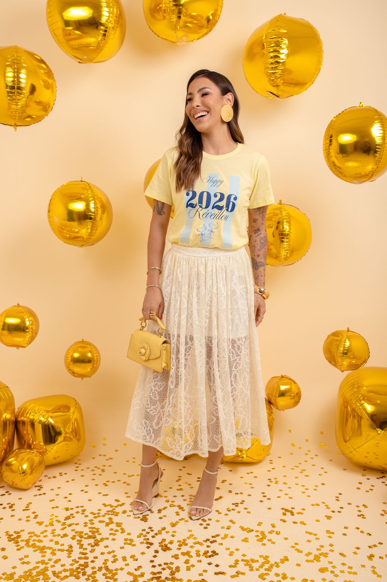 T-Shirt - Happy Reveillon - Amarelo
