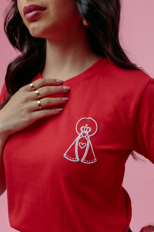 T-Shirt - Nossa senhora (Alto Relevo) - Vermelho