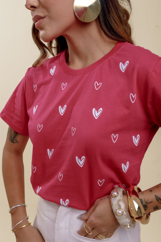 T-Shirt - Corações - Pink