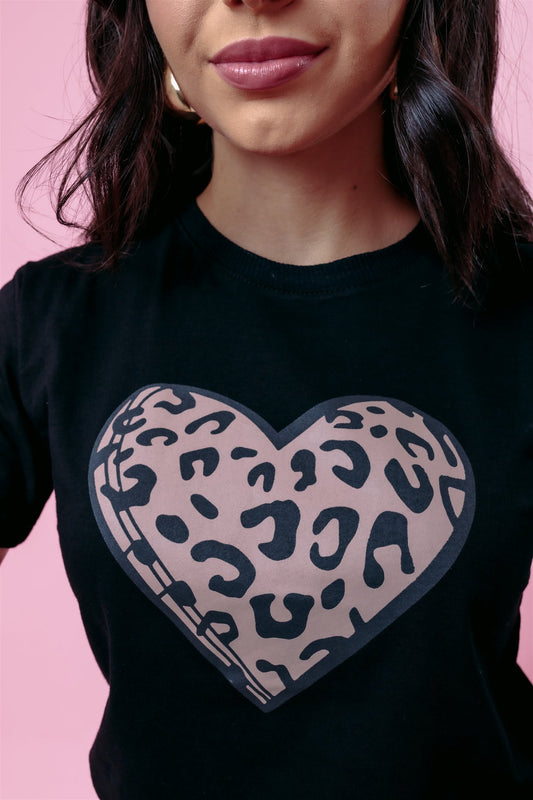 T-Shirt - Coração Animal - Preto