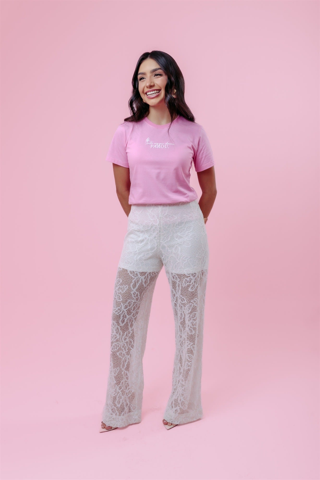 T-Shirt - Toda vez que choveu parou (Alto Relevo) - Rosa Chiclete