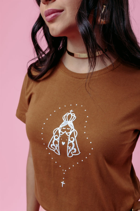 T-Shirt - Nossa Senhora (Alto Relevo) - Marrom