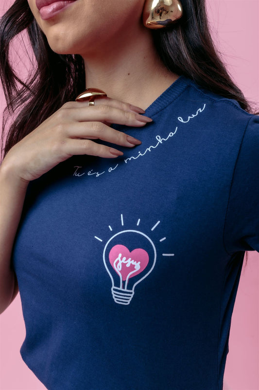 T-Shirt - Tu és a minha luz - Azul Marinho