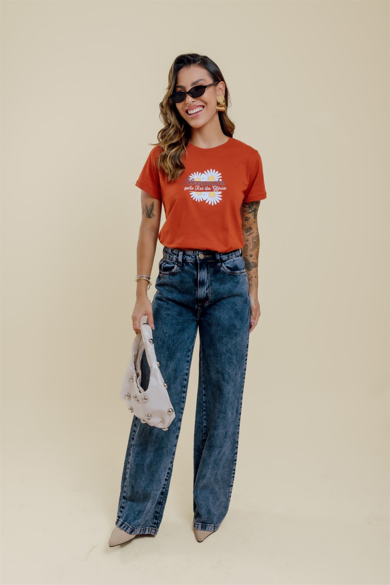 T-Shirt - Abençoada pelo rei da glória - Terracota