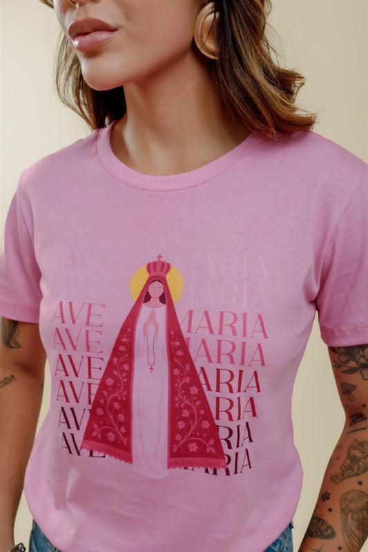 T-Shirt - Ave Maria - Rosa Chiclete