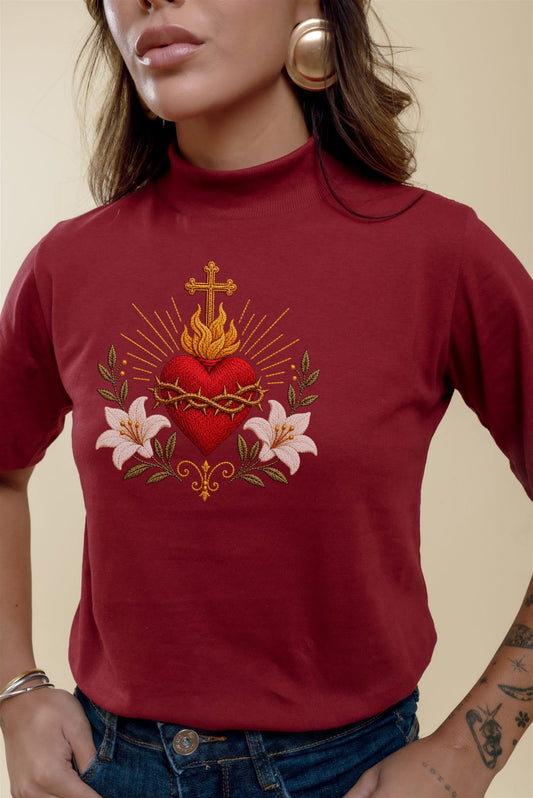 Blusa Gola Alta - Coração Sagrado - Marsala