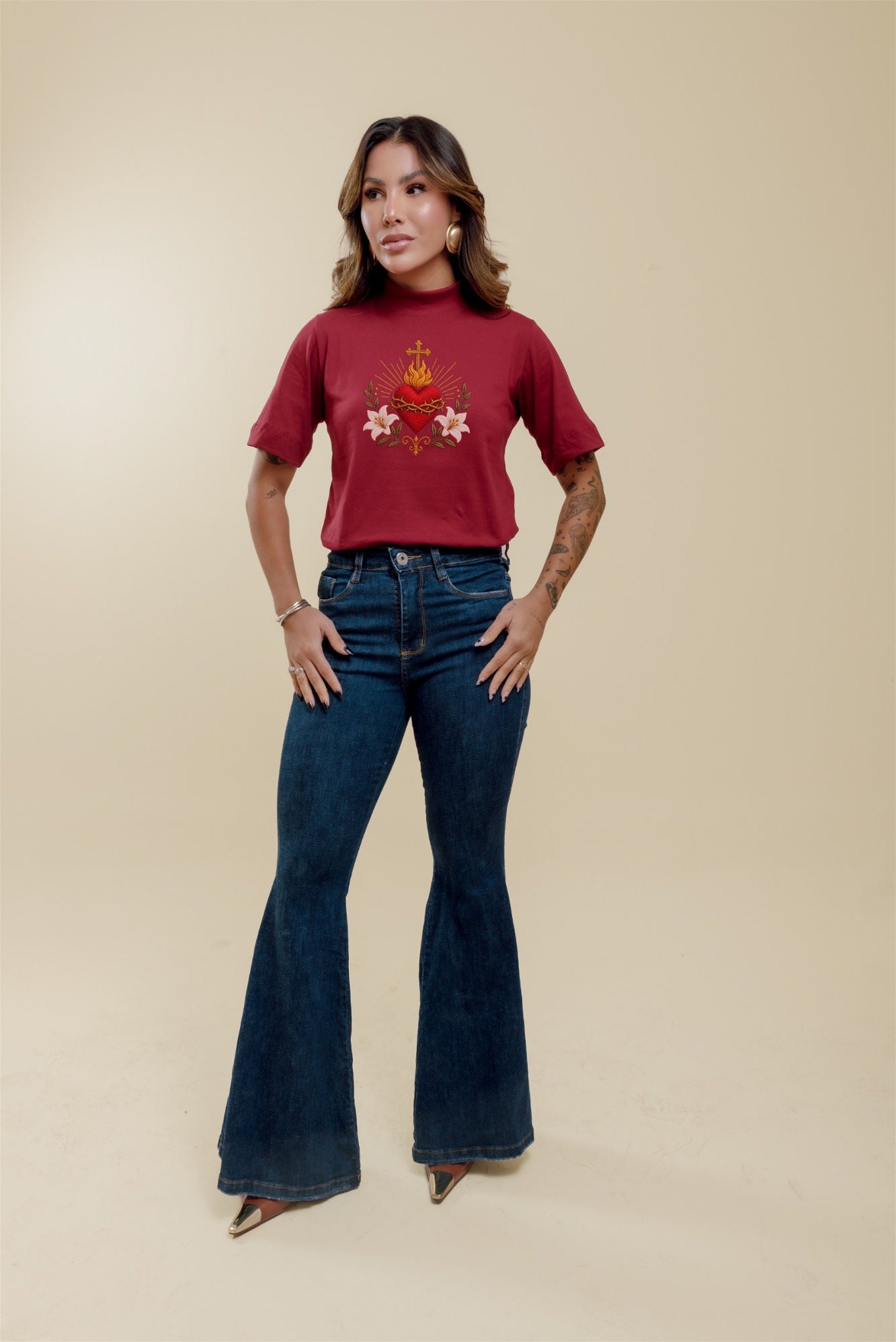 Blusa Gola Alta - Coração Sagrado - Marsala