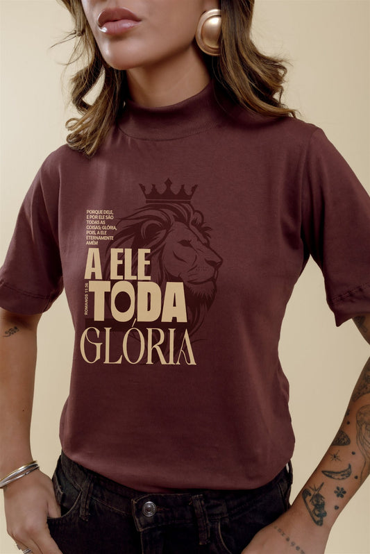 Blusa Gola Alta - A ele toda glória - Marrom