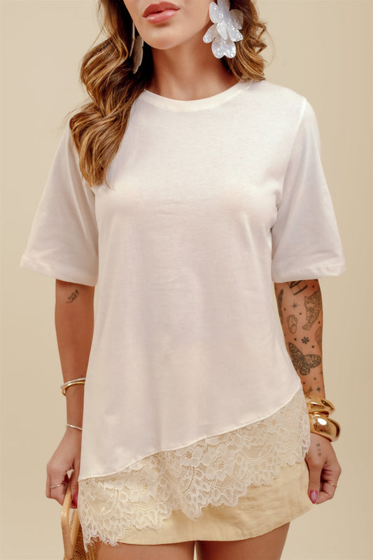 T-Shirt Com renda - OFF