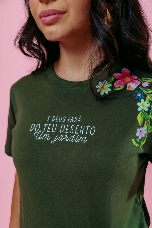 T-Shirt - É Deus fara - Verde Musgo