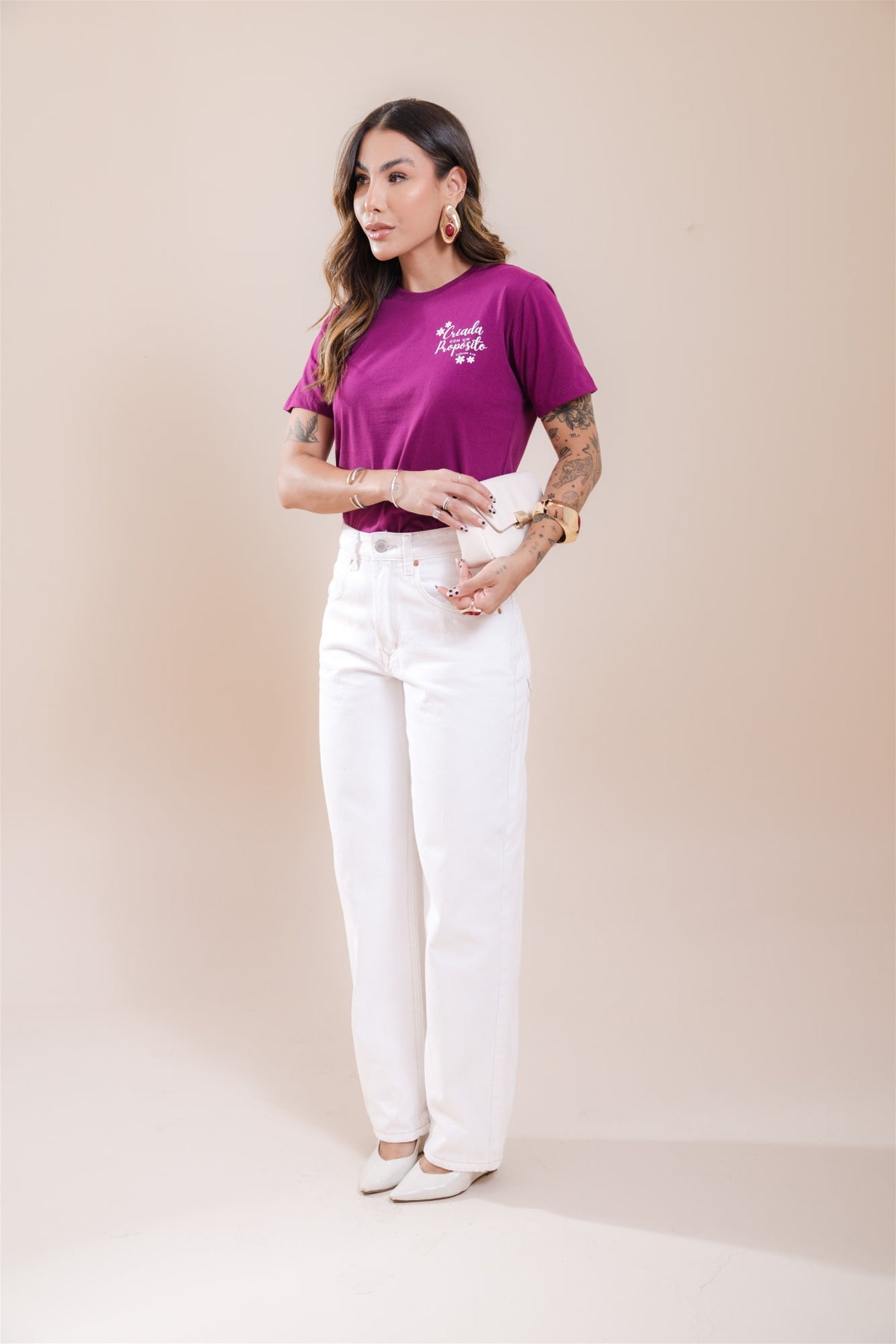 T-Shirt - Criada com um propósito - Roxo