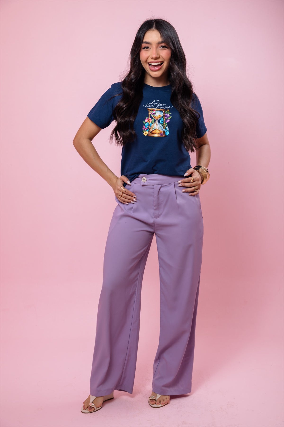 T-Shirt - Deus é bom o tempo todo - Azul Marinho