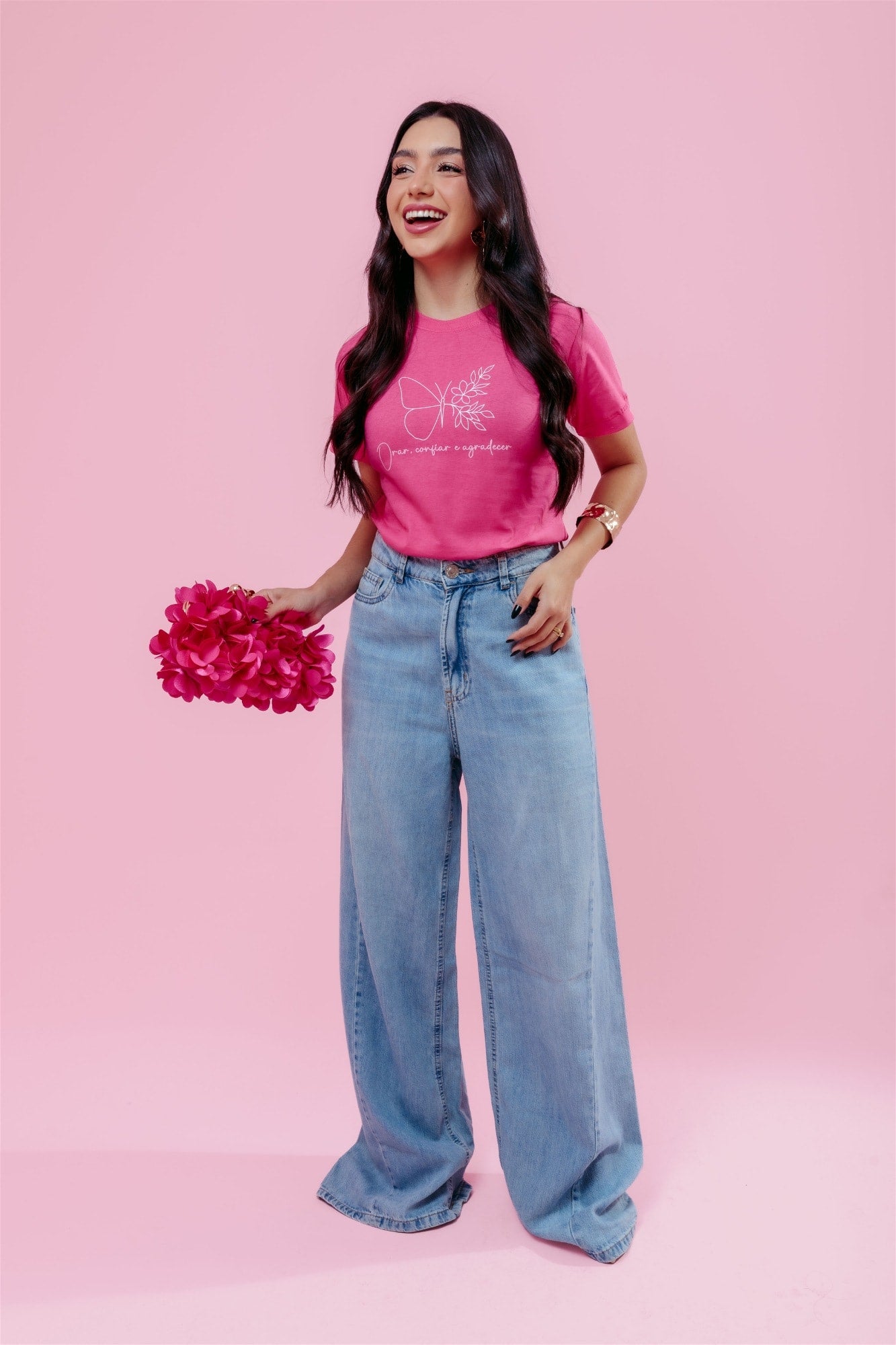 T-Shirt - Orar, confiar e agradecer - Pink