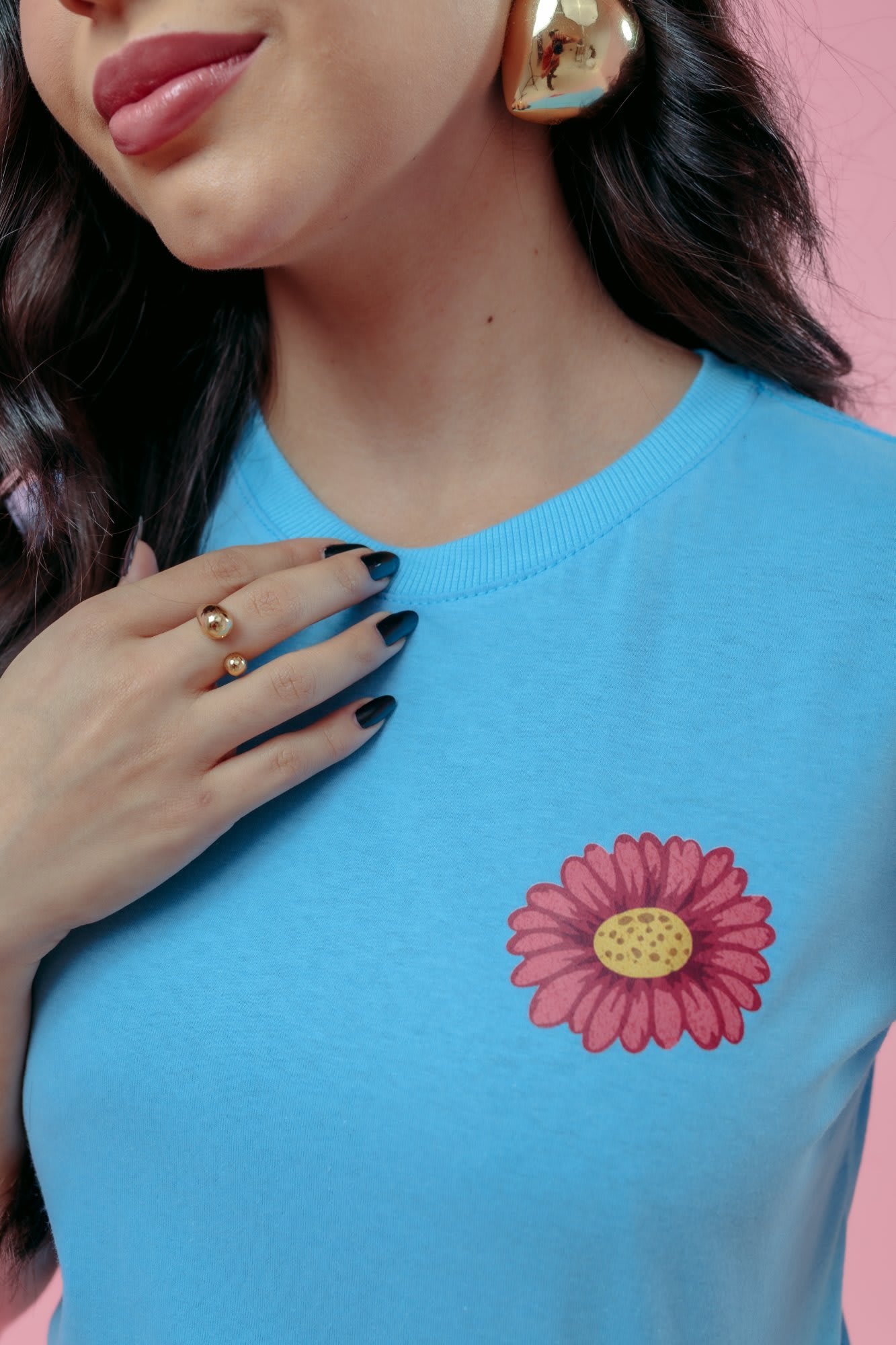 T-Shirt - Flor - Azul Bebê
