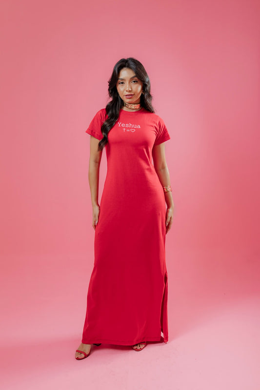 Vestido longo Estampado - Yeshua - Vermelho