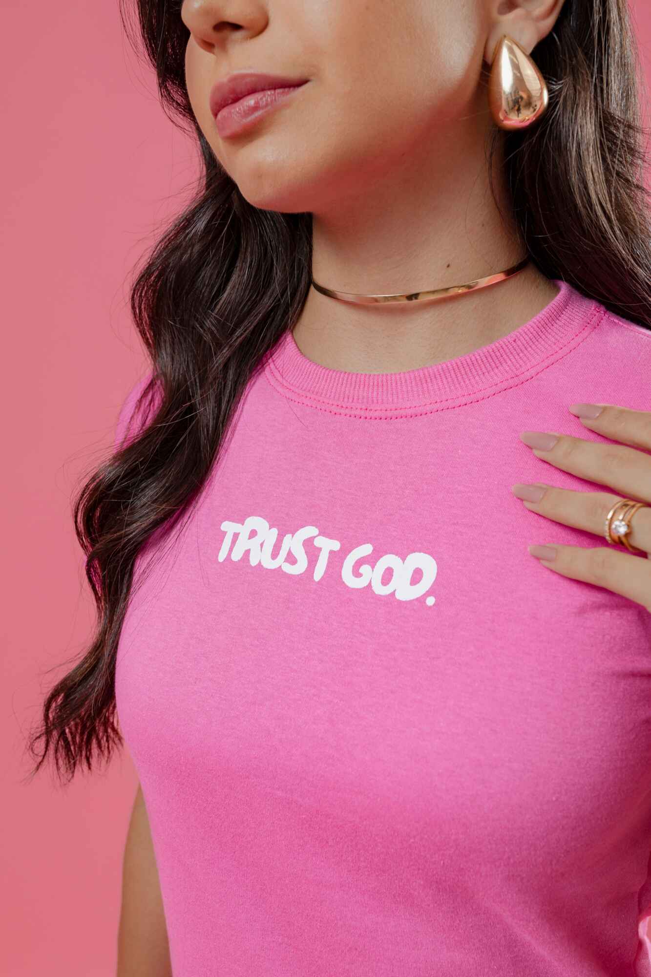 Vestido longo Estampado - Trust God - Rosa Jasmim