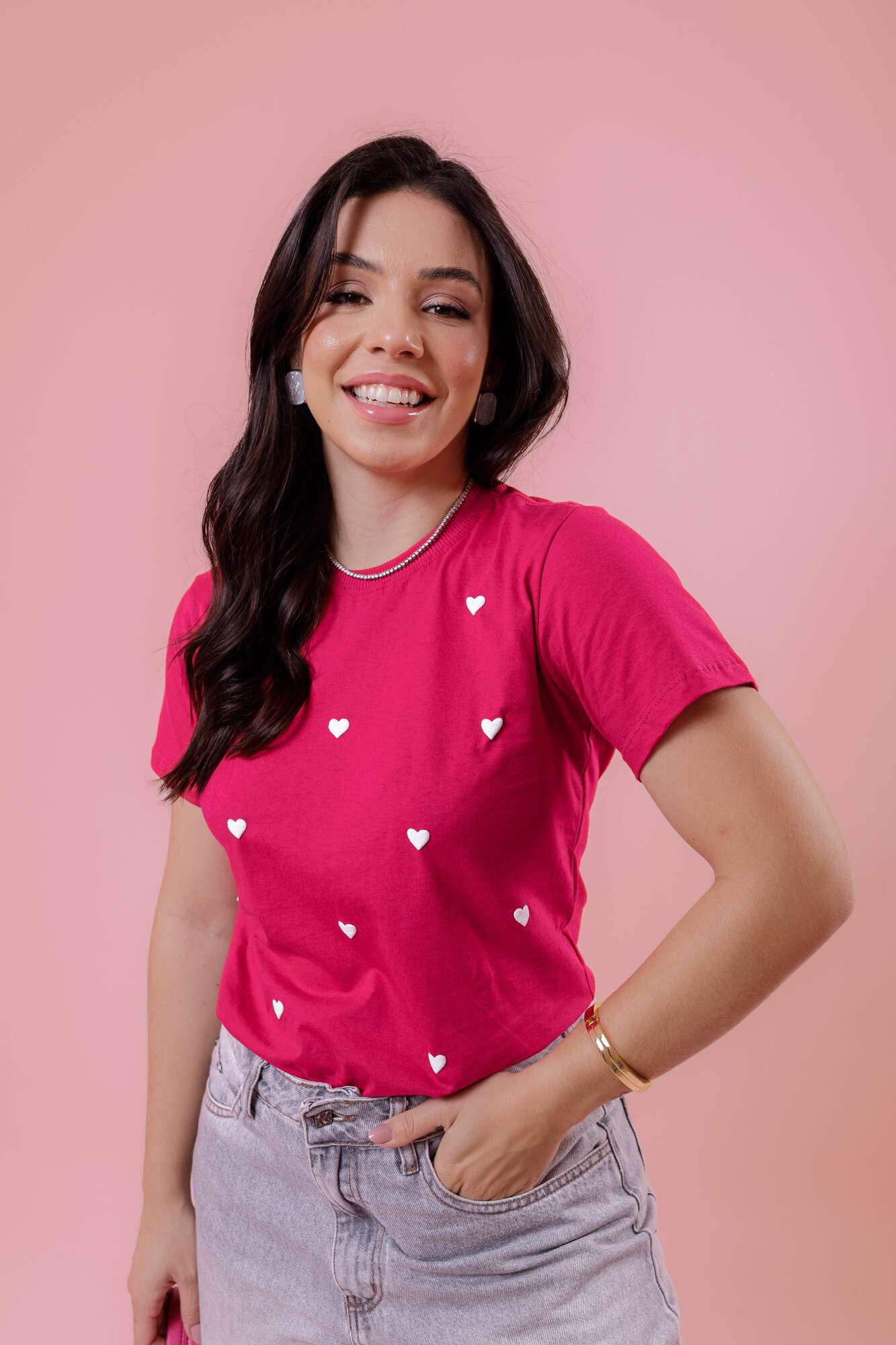 T-Shirt - Corações (Alto Relevo) - Pink
