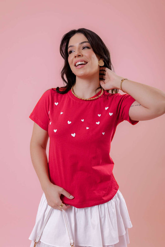 T-Shirt - Corações (Alto Relevo) - Vermelho