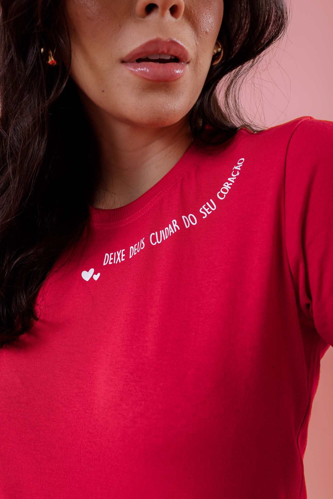 T-Shirt - Deixe Deus cuidar - Vermelho