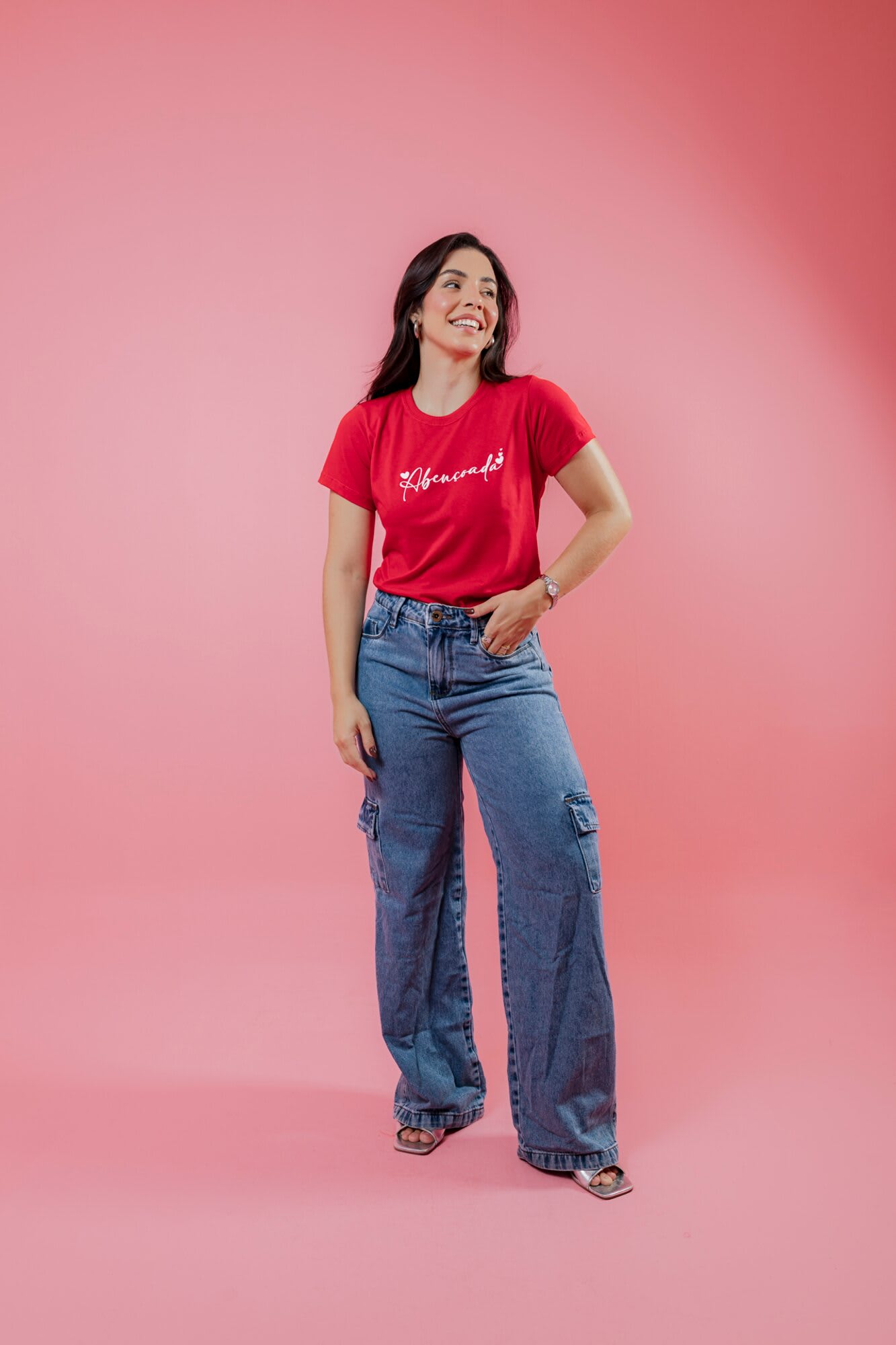 T-Shirt - Abençoada (Alto Relevo) - Vermelho