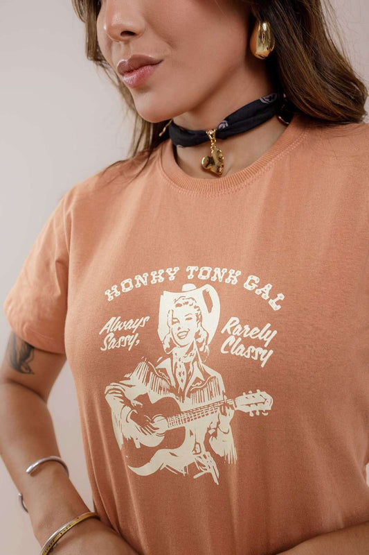 T-Shirt - Honky tonk - Marrom Luxo