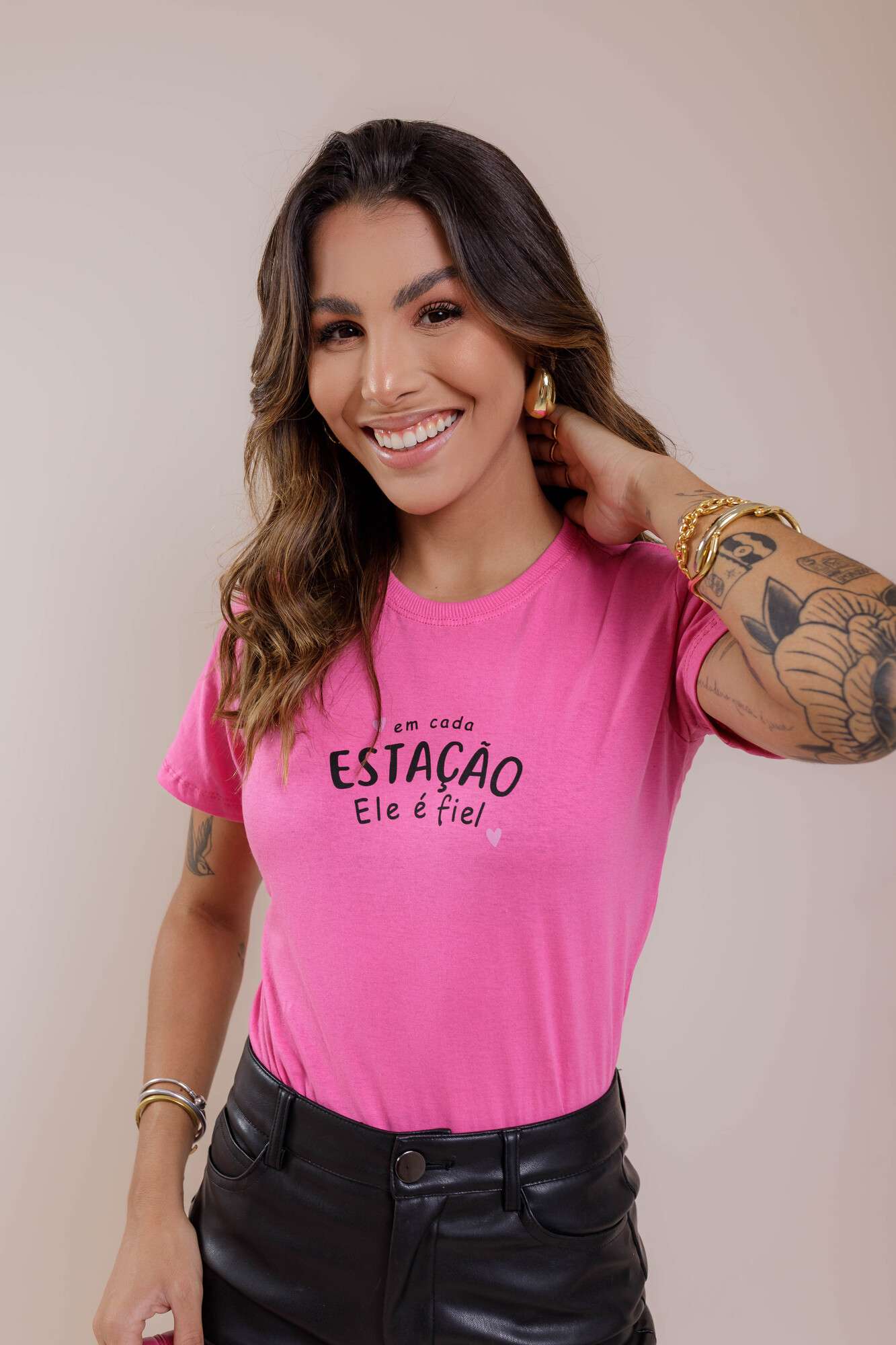 T-Shirt - Em cada estação - Rosa Jasmin