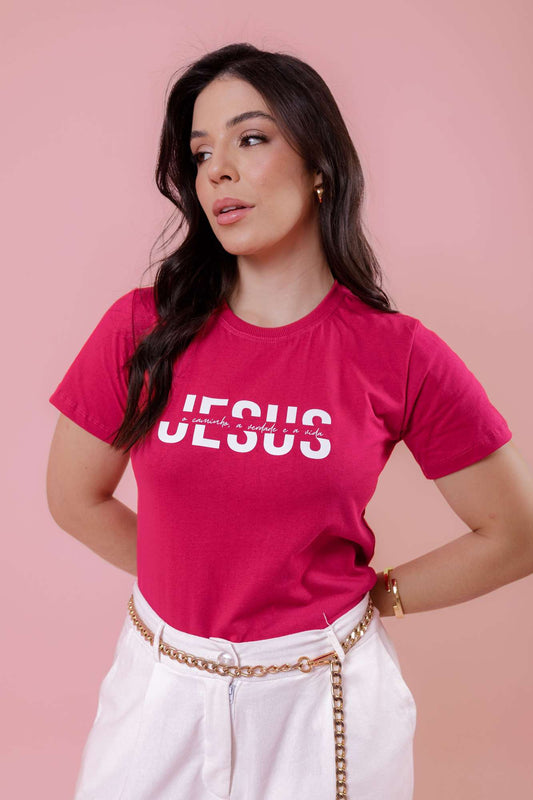 T-Shirt - Jesus é o caminho - Pink