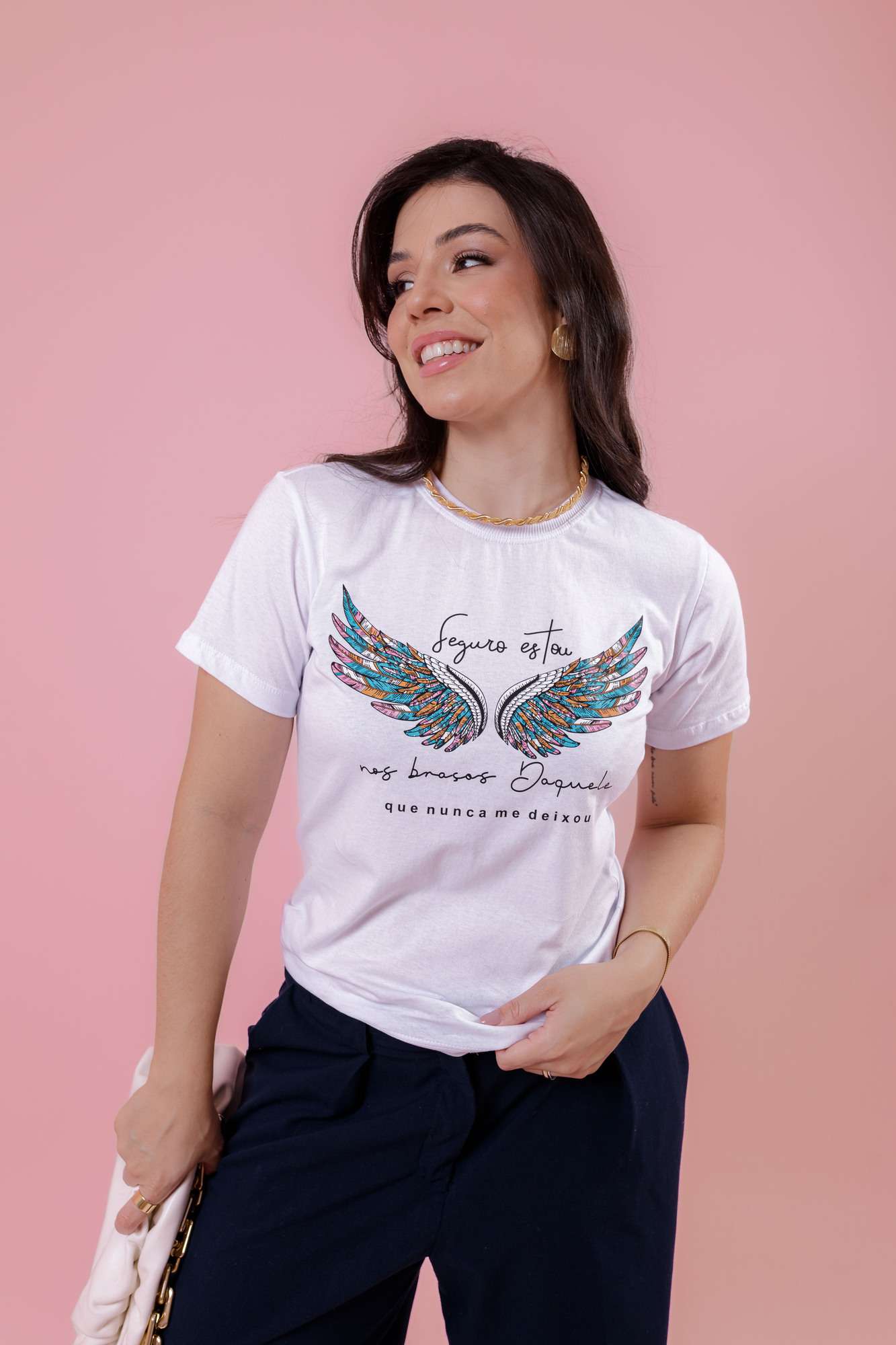 T-Shirt - Seguro estou - Branco