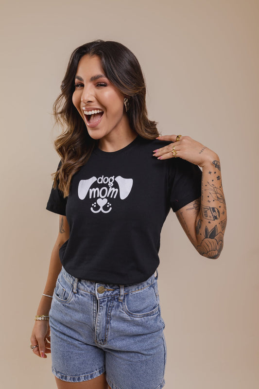 T-Shirt - Dog mom - Preto