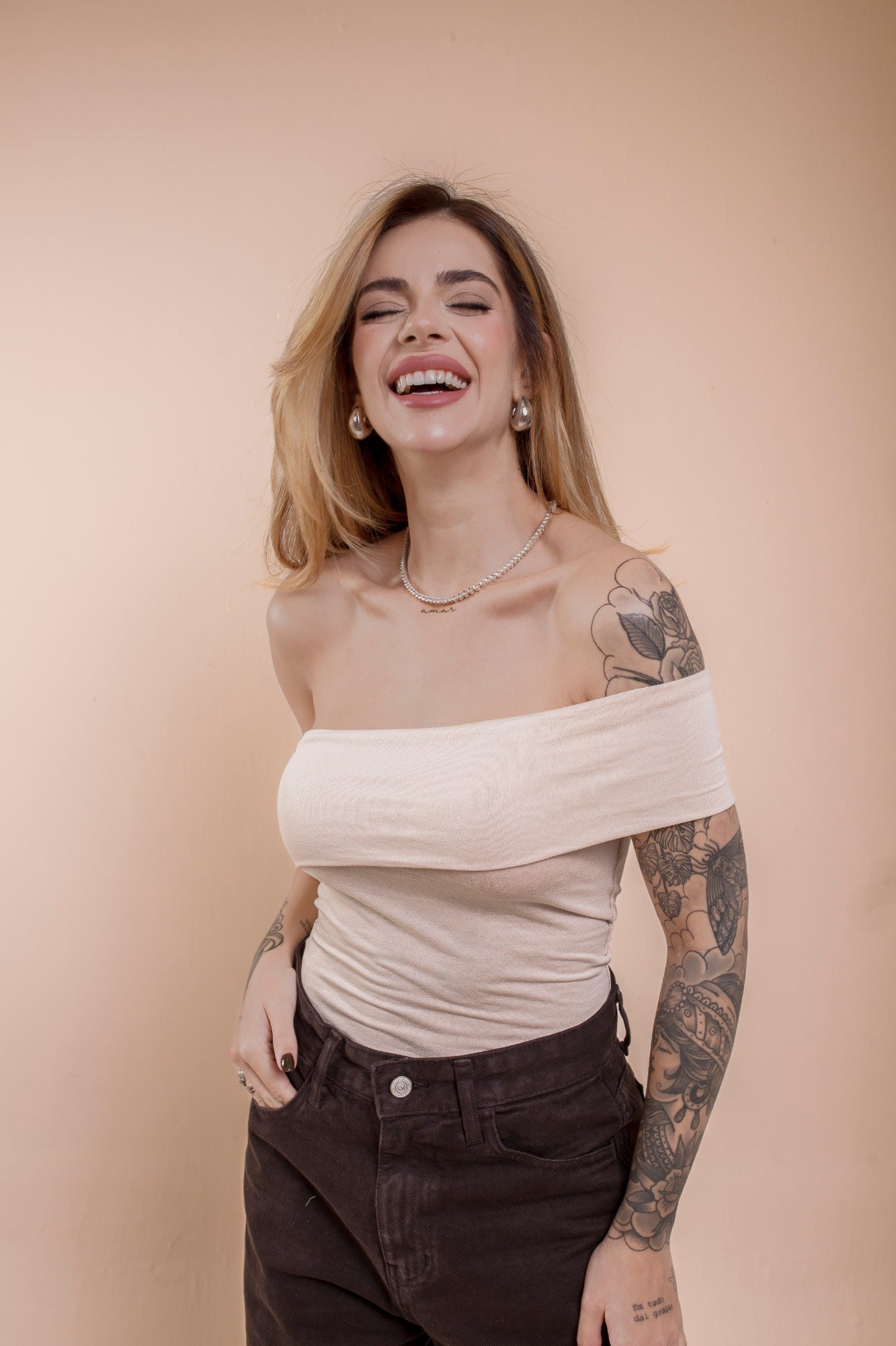 Nula Manga Viscolaycra - Canela