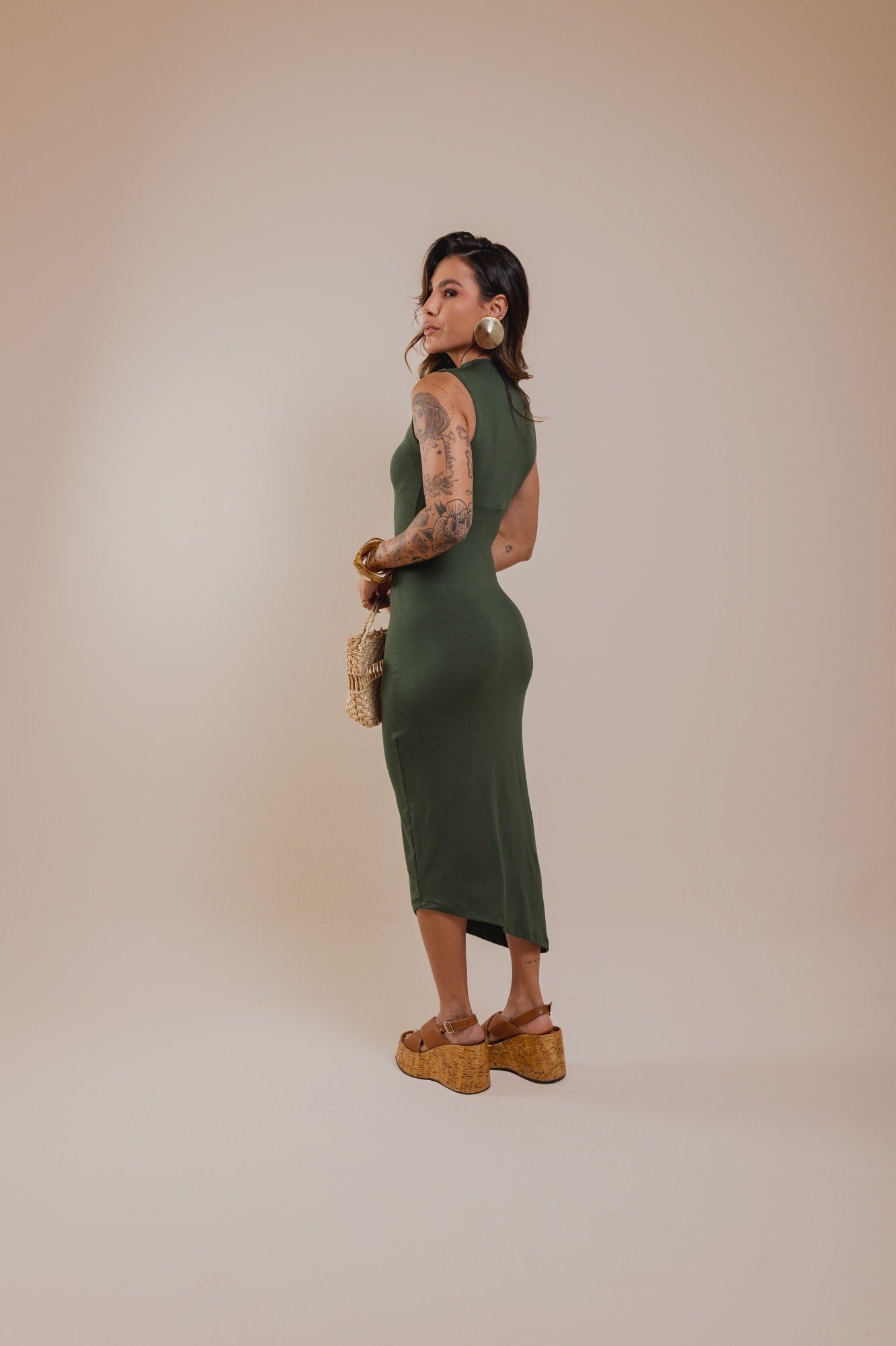 Vestido Midi Assimétrico - Verde