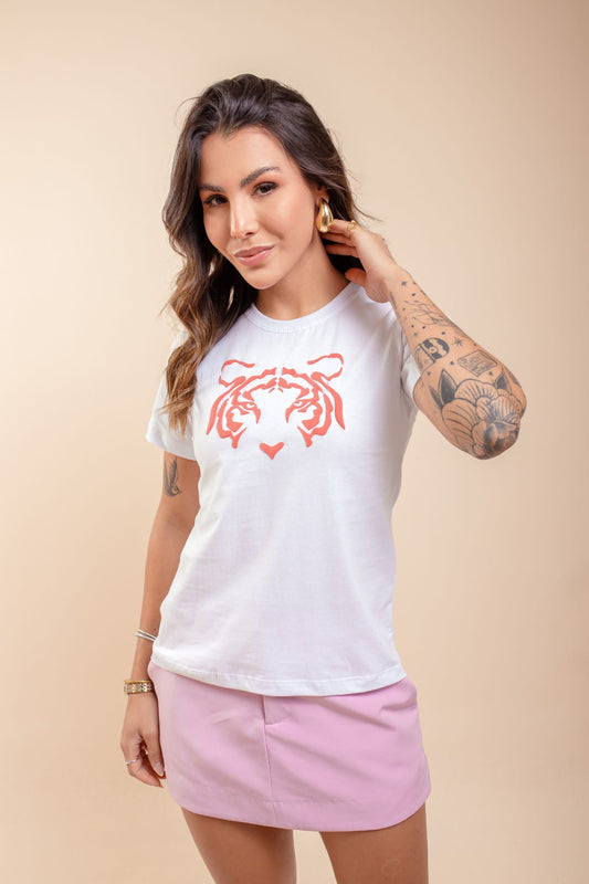 T-Shirt - Tigre (Alto Relevo) - Branco