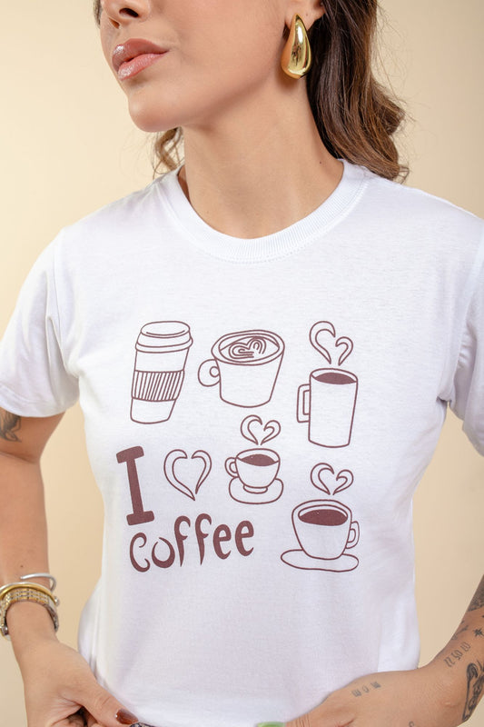 T-Shirt - I coffee - Branco