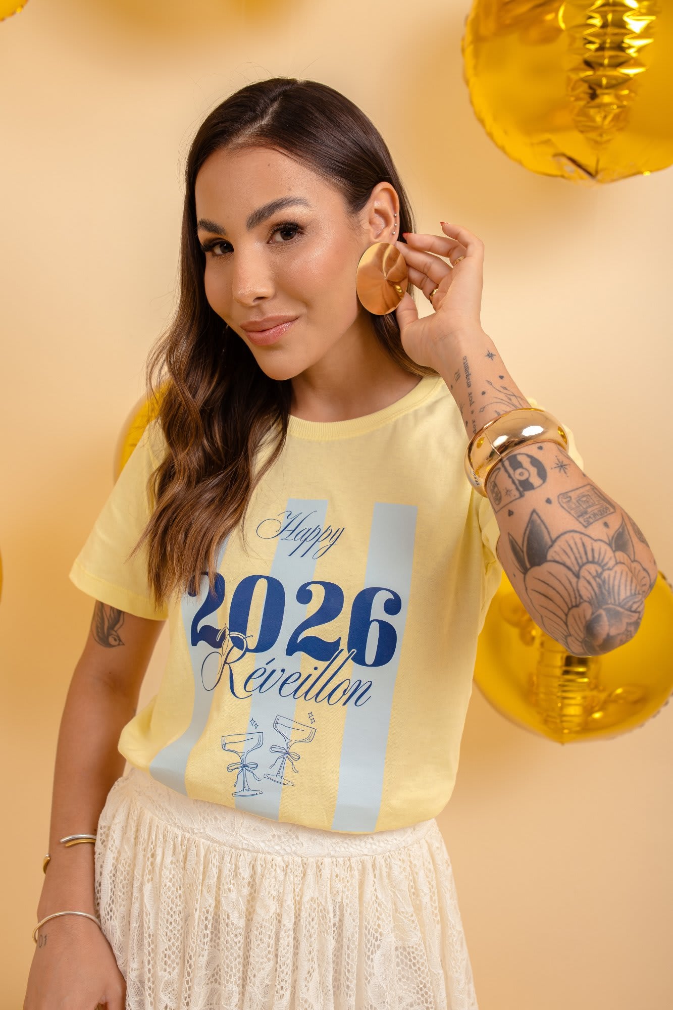 T-Shirt - Happy Reveillon - Amarelo