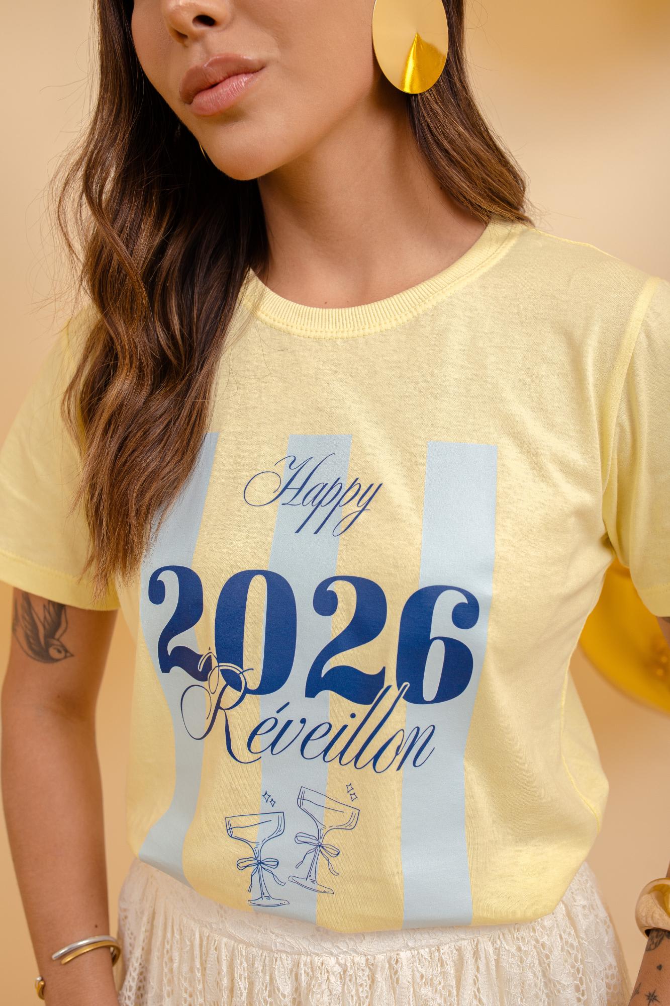T-Shirt - Happy Reveillon - Amarelo