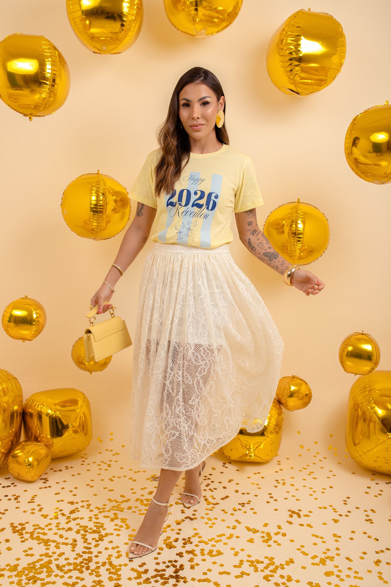 T-Shirt - Happy Reveillon - Amarelo
