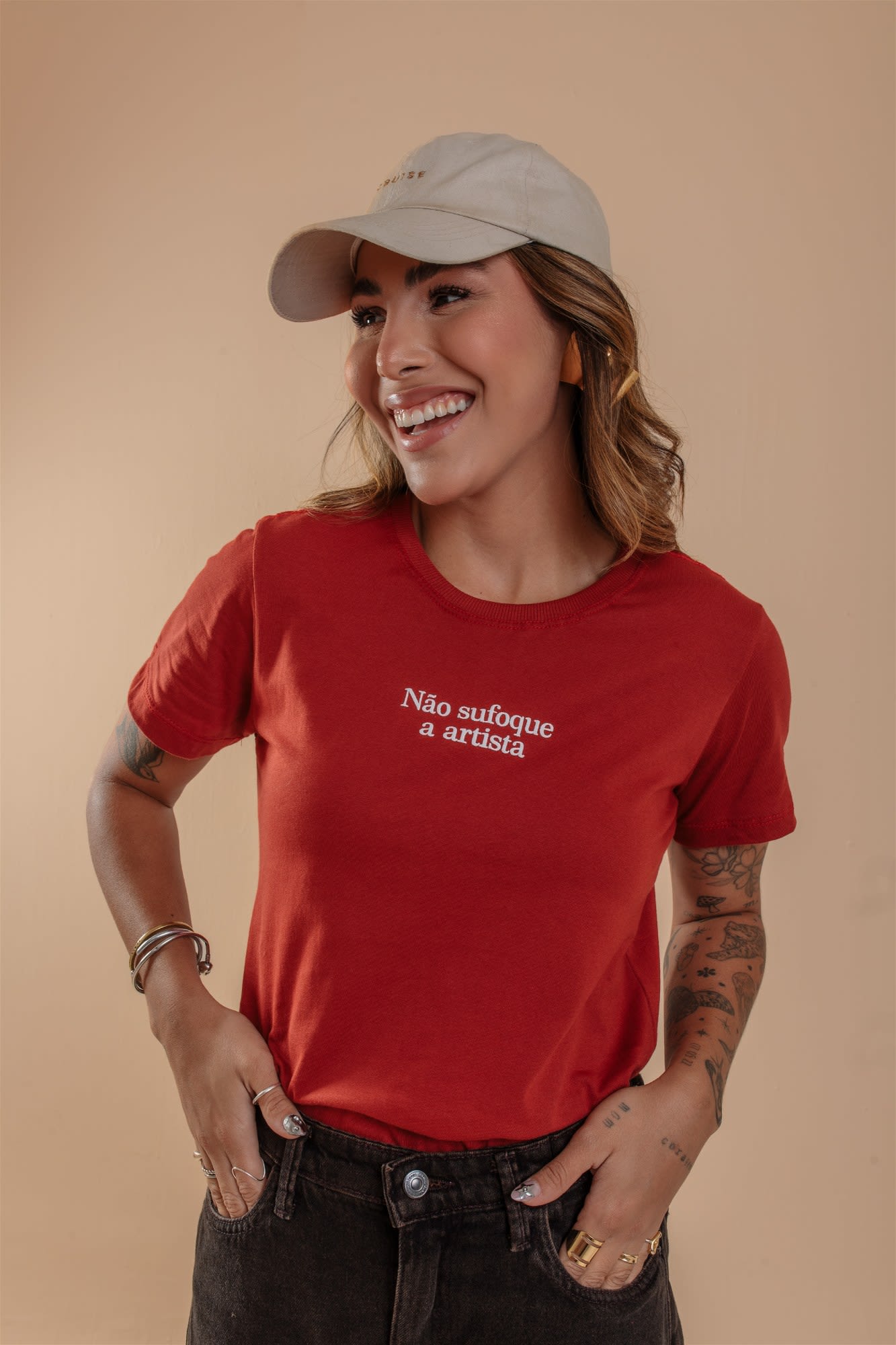 T-Shirt - Não sufoque - Terracota