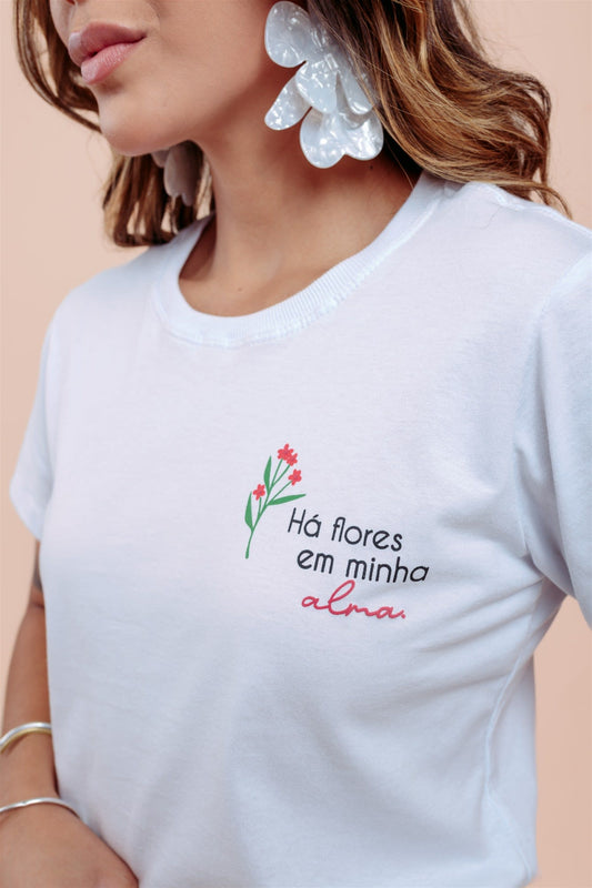T-Shirt - Há Flores ... - Branco