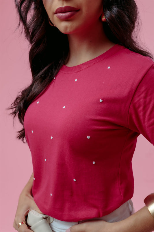 T-Shirt - Corações (Alto Relevo) - Pink