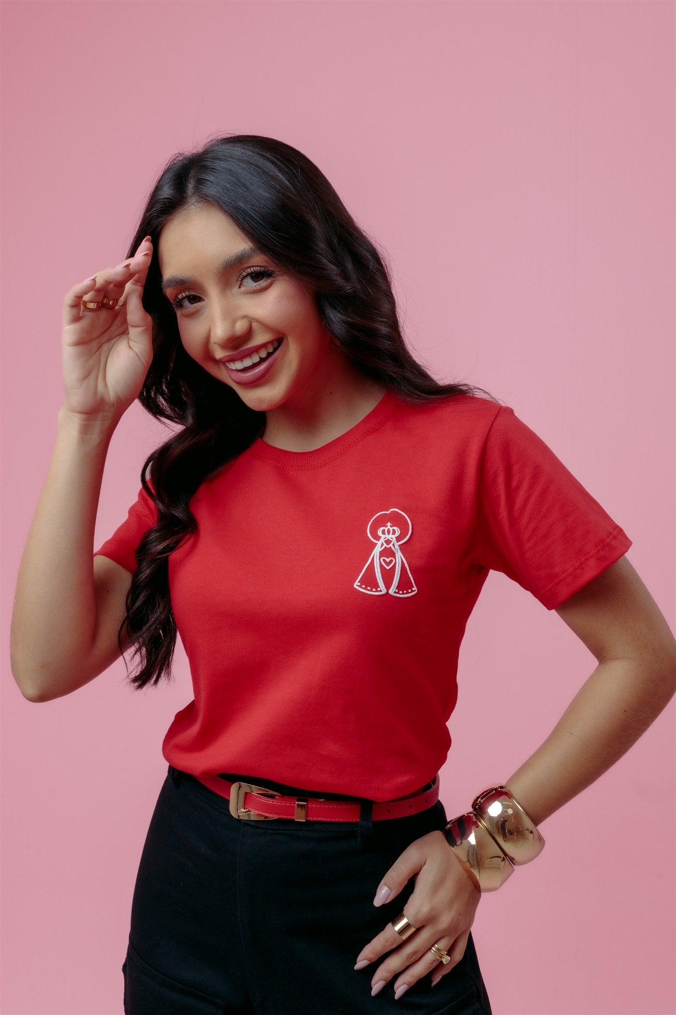 T-Shirt - Nossa senhora (Alto Relevo) - Vermelho