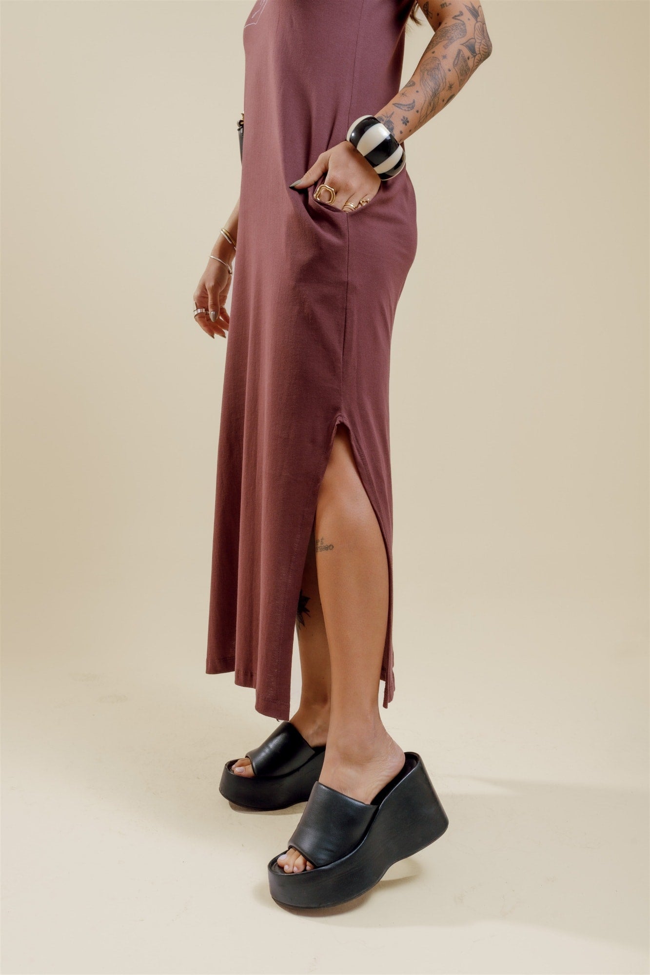 Vestido de Bolso - Pé de bebê - Marrom